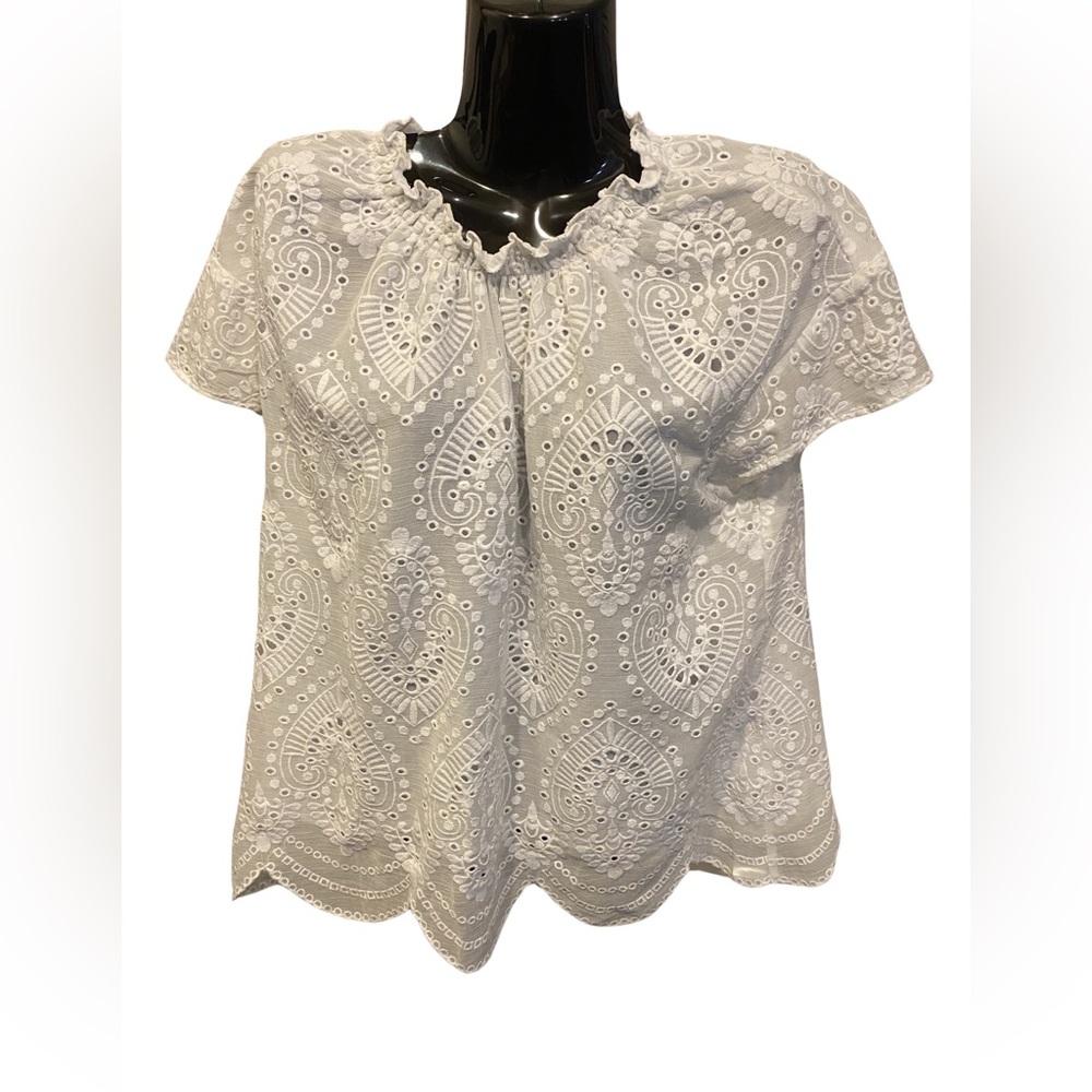 Express Size Large White Eyelet Asymmetrical Cap … - image 1